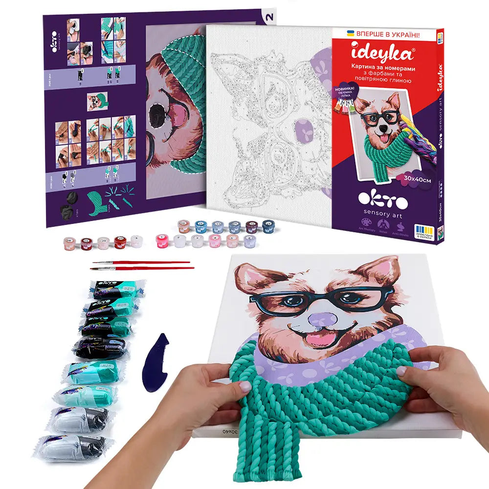 3D Картина за номерами OKTO & Ideyka “Стильний Коргі”