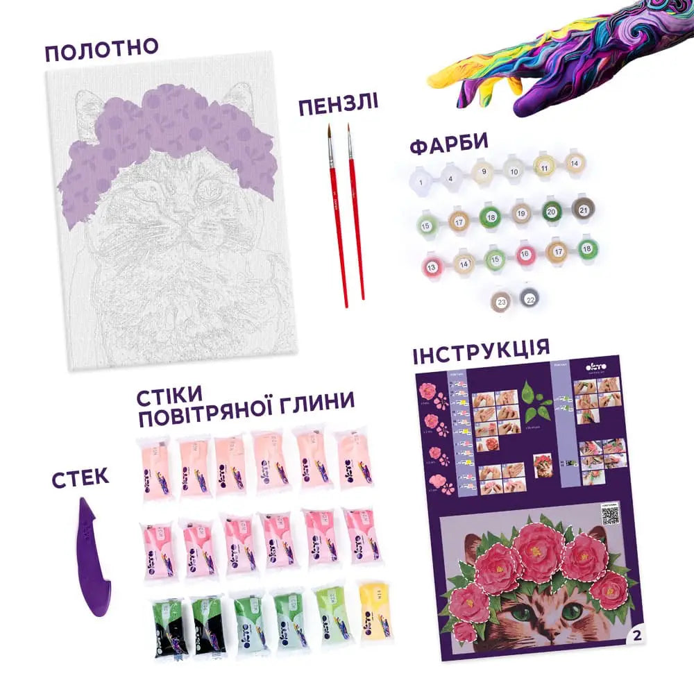 3D Картина за номерами OKTO & Ideyka “Витончена кішечка”