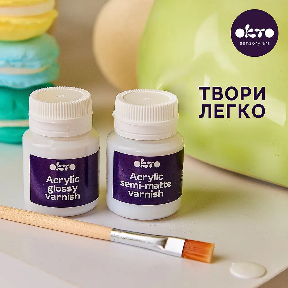 Акриловий глянцевий лак + пензлик ОКТО