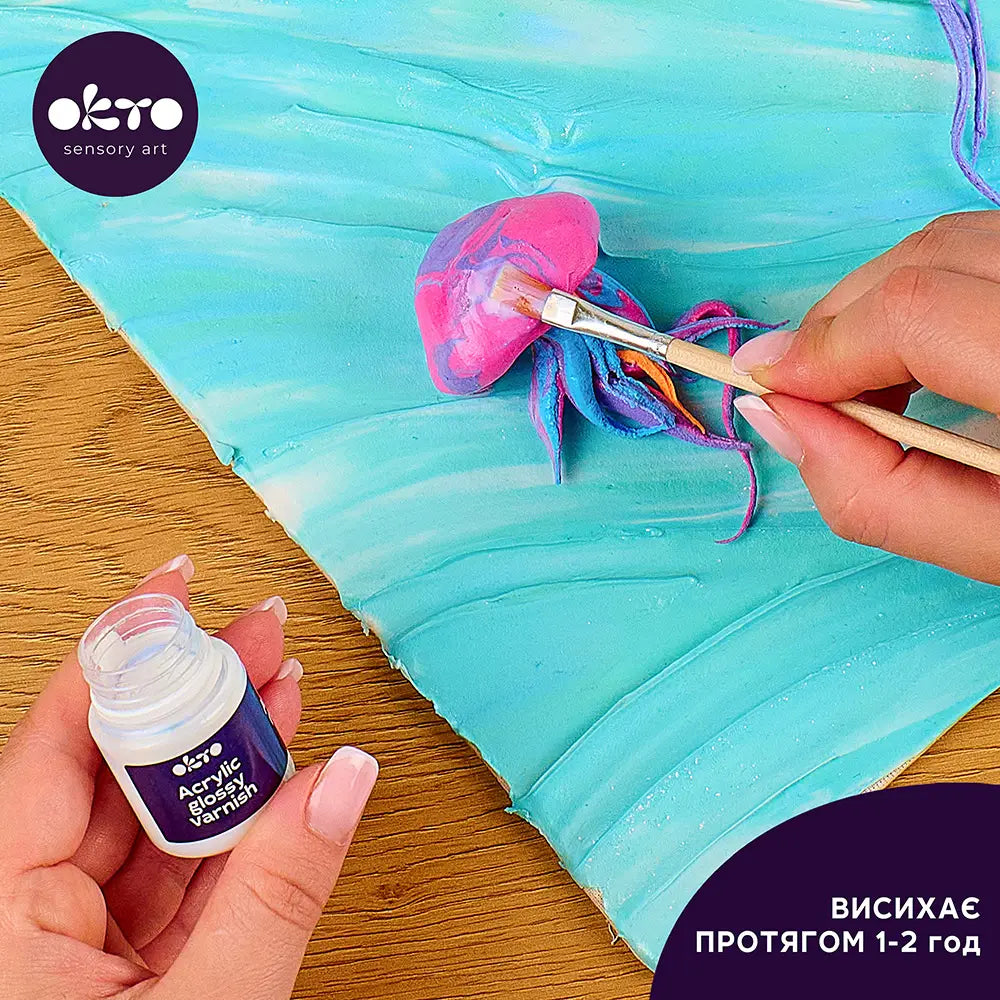 Акриловий глянцевий лак + пензлик ОКТО