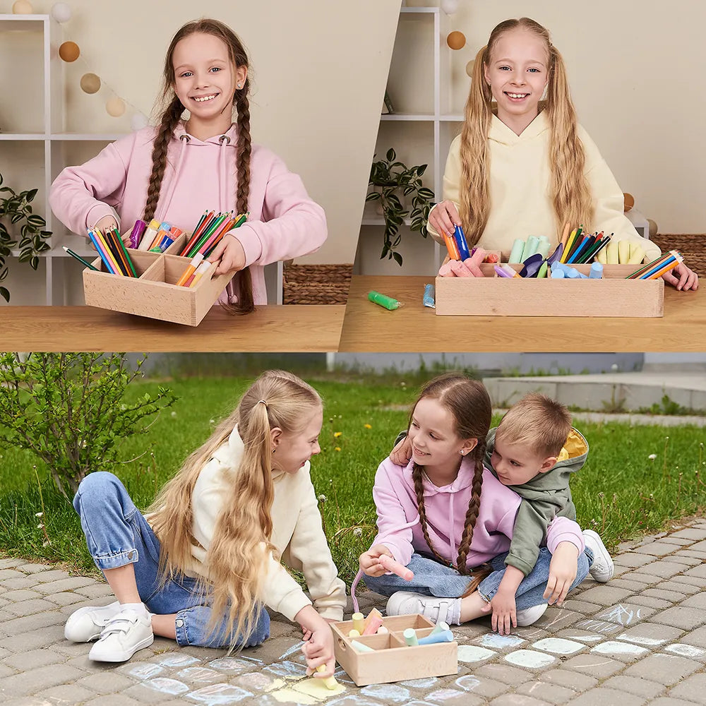 Деревʼяний органайзер для школи 6 секцій