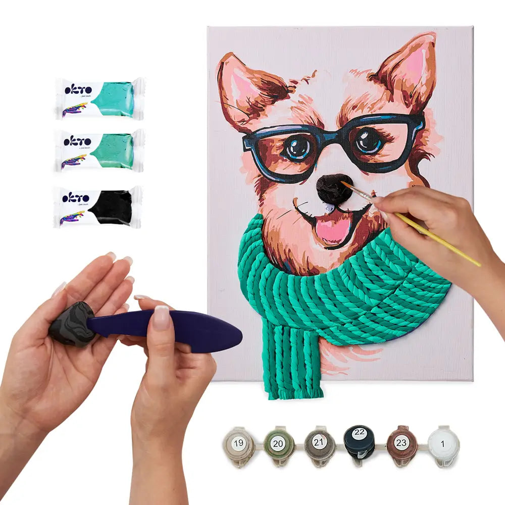 3D Картина за номерами OKTO & Ideyka “Стильний Коргі”