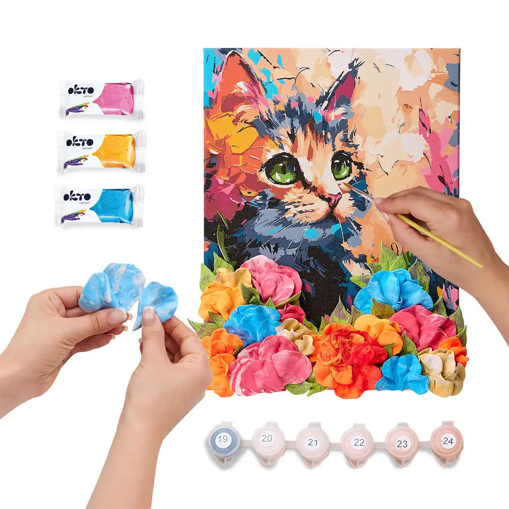 3D Картина за номерами OKTO & Ideyka “Пухнастик котик”