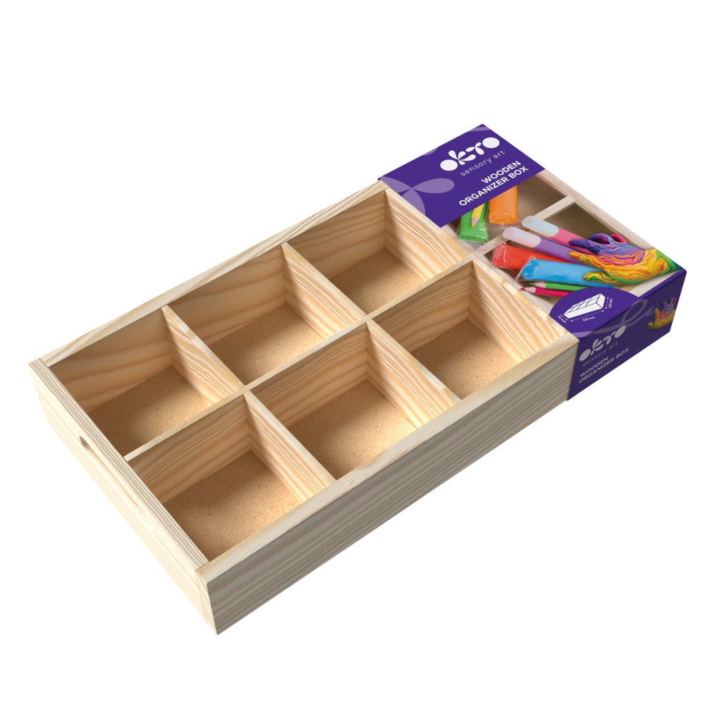 Деревʼяний органайзер для школи 6 секцій